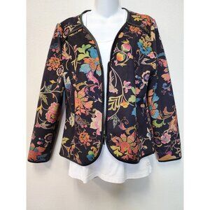Lauren Hansen Blazer Jacket Women Medium Colorful Floral Zip Art Festival